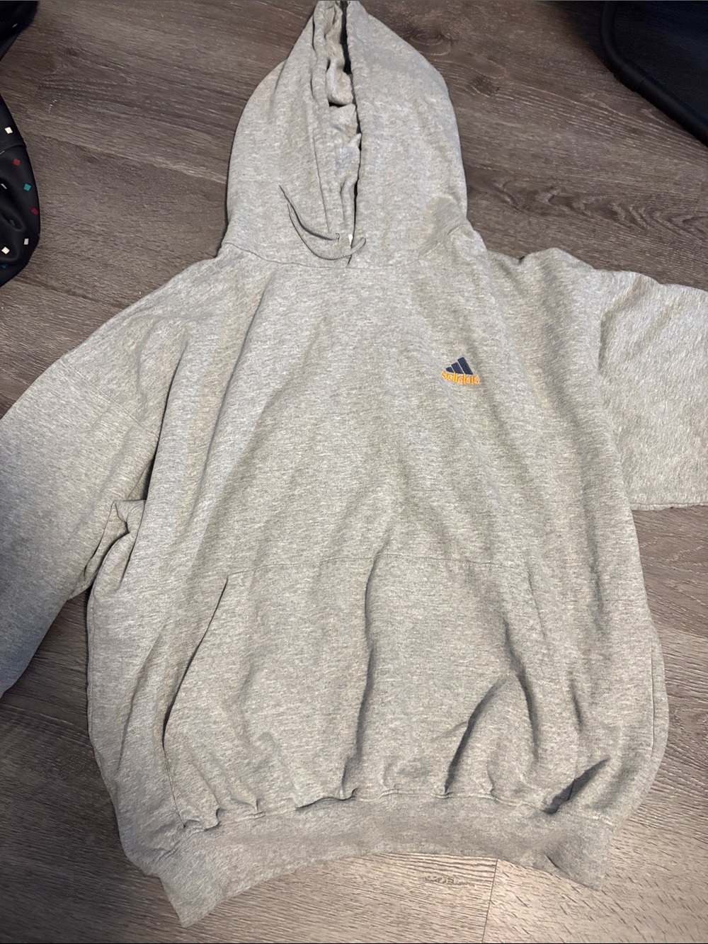 adidas Gray Hoodie with Blue Logo